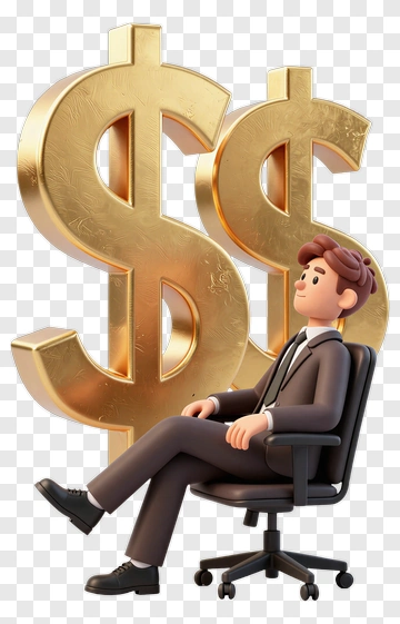 Businessman Sitting In Chair With Dollar Signs PNG