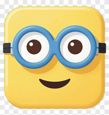 Cartoon Minion Face With Glasses PNG