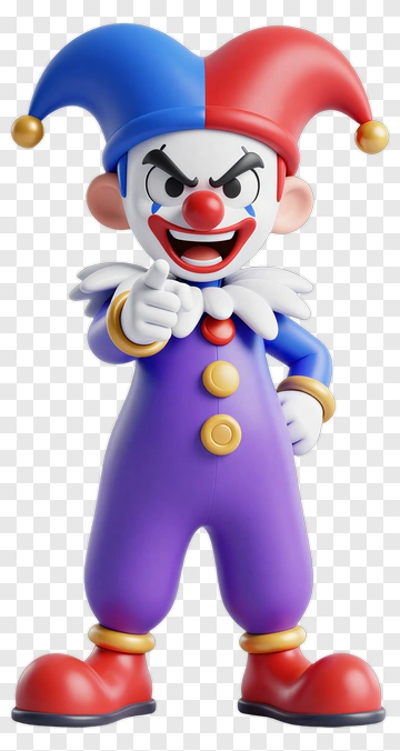 3D Clown With Colorful Costume PNG