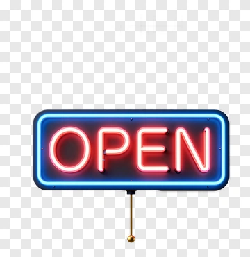 Open Neon Sign PNG