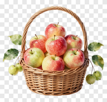 Apple Basket With Fresh Apples PNG