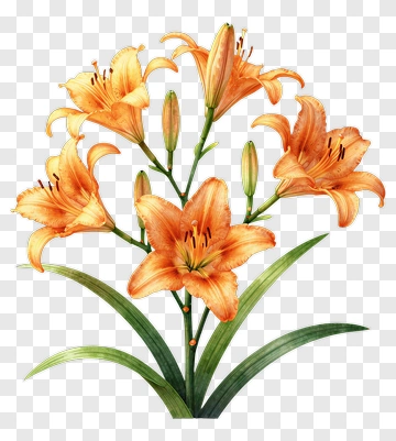 Orange Lily Flower Bouquet PNG