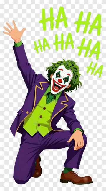 Cartoon Joker Laughing With Green Text PNG