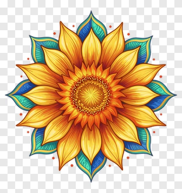 Colorful Sunflower Illustration PNG