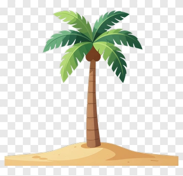 Cartoon Palm Tree On Sand PNG