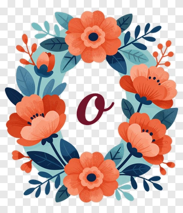 Floral Wreath With Letter O PNG
