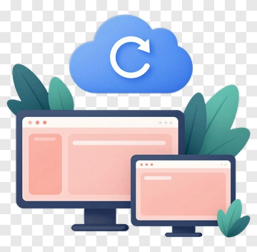 Cloud Sync Concept With Computers PNG
