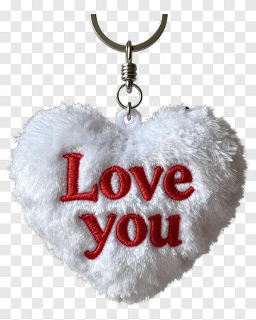 Felt Heart Keychain With Love You Text PNG