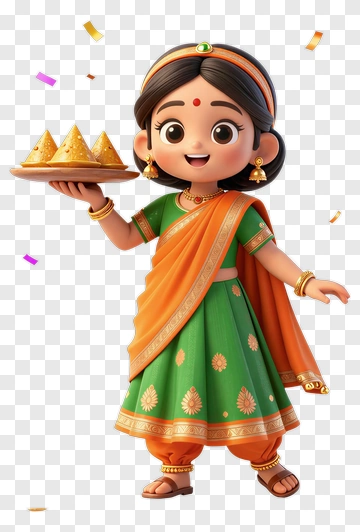 Cartoon Girl Holding A Plate Of Sweets PNG