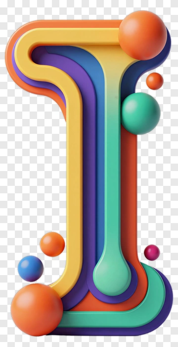 Colorful Abstract Number One Design PNG