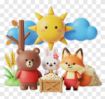 Cartoon Animal Friends With A Sunny Background PNG