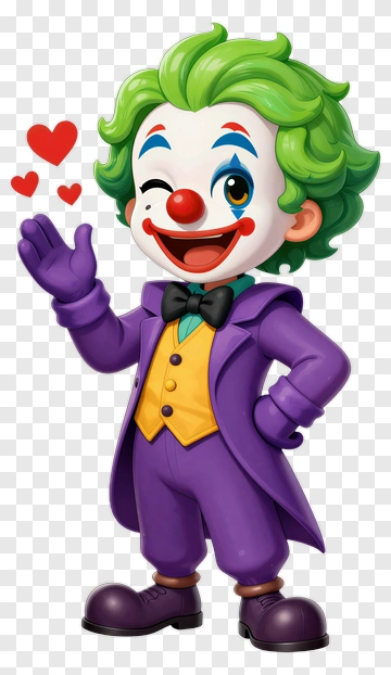 Cartoon Clown Winking With Hearts PNG