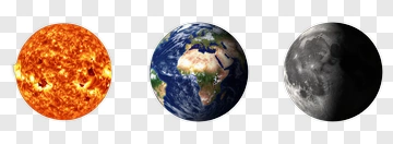 Sun, Earth, And Moon Celestial Bodies PNG