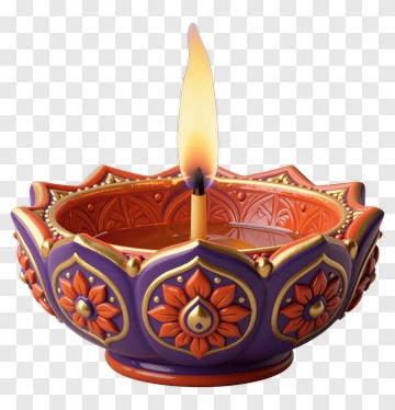 Colorful Diya With Flame PNG