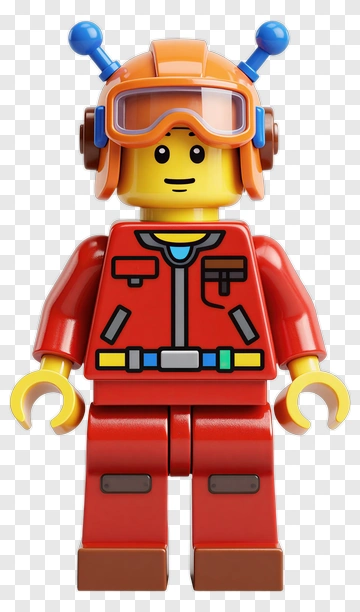 3D Lego Minifigure In Red Outfit PNG