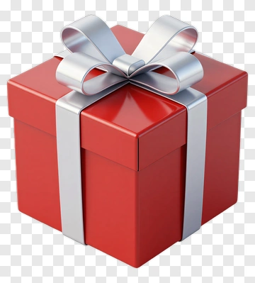 Red Gift Box With Silver Ribbon PNG