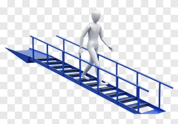 3D Person Walking On A Blue Ramp PNG