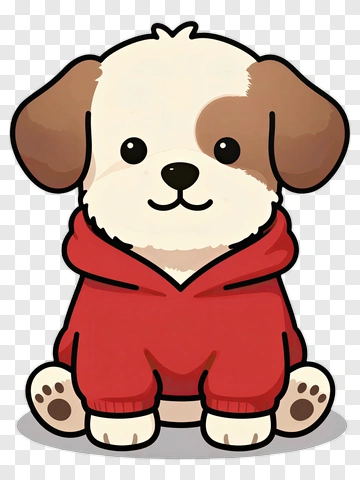 Cartoon Dog Wearing A Red Hoodie PNG