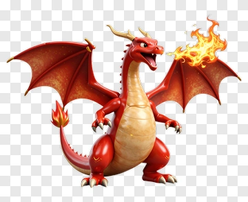 Cartoon Dragon Breathing Fire PNG