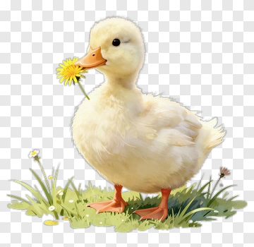 Cute Duckling Holding A Flower PNG
