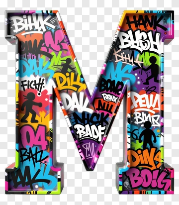 Colorful Graffiti Letter M PNG