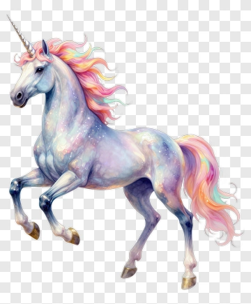 Colorful Unicorn With Flowing Mane PNG