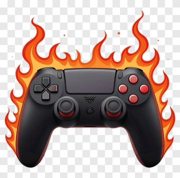 Gaming Controller With Flames PNG
