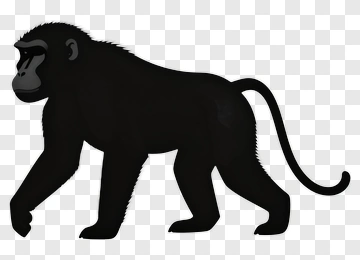 Black Cartoon Monkey Walking PNG