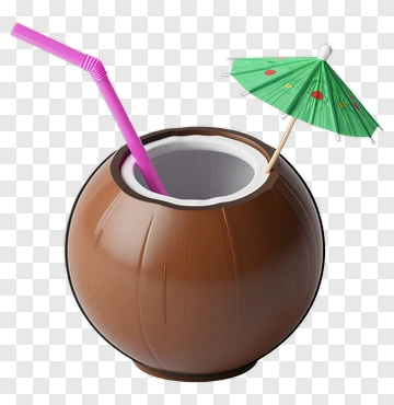 Coconut Drink With Straw And Umbrella PNG