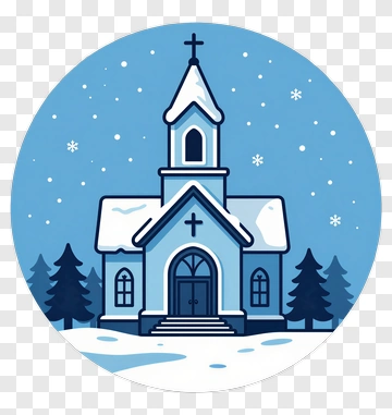 Snowy Church In Winter Landscape PNG