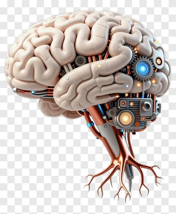 Futuristic Brain With Mechanical Components PNG