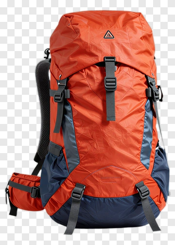 Orange Hiking Backpack PNG
