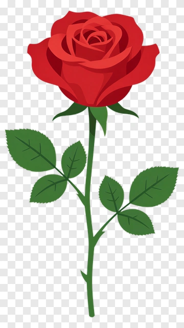 Red Rose With Green Leaves PNG
