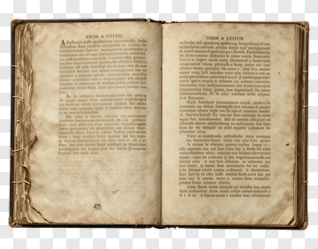 Old Torn Book With Open Pages PNG
