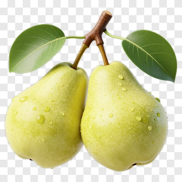 Fresh Green Pears With Leaves PNG