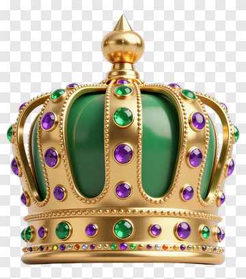Gold Crown With Green And Purple Jewels PNG