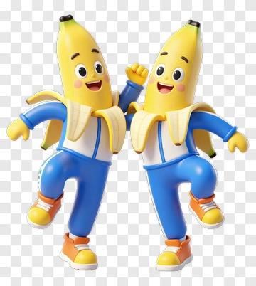 Cartoon Bananas Dancing Together PNG