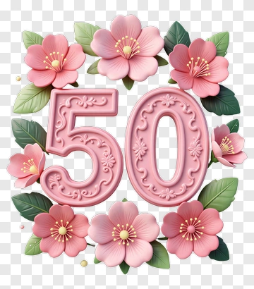 Floral 50Th Birthday Celebration Design PNG