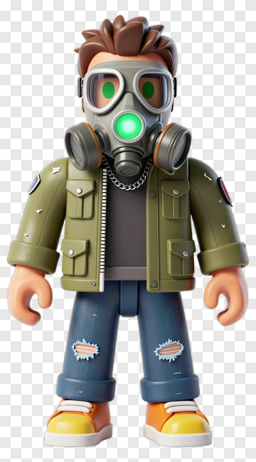 3D Character Wearing A Gas Mask PNG