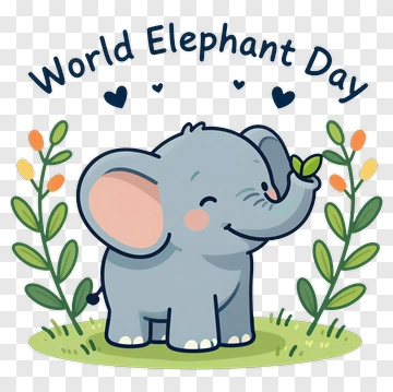 Cartoon Elephant Celebrating World Elephant Day PNG