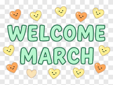 Welcome March With Cute Hearts PNG