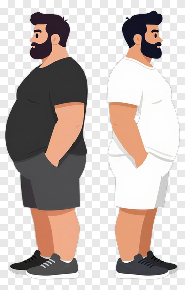 Cartoon Man Before And After Weight Loss PNG