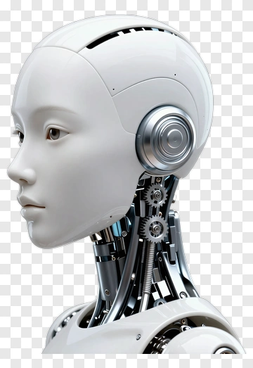 3D Robot Head With Mechanical Features PNG