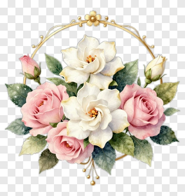 Flower Bouquet With Pink And White Roses PNG