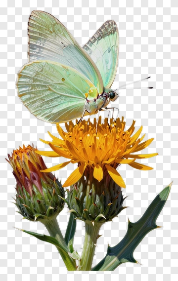 Butterfly On A Yellow Flower PNG