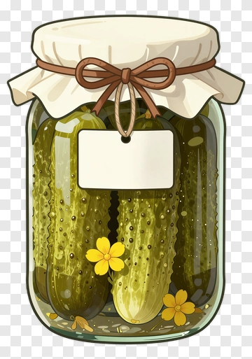Jar Of Pickles With Decorative Flowers PNG