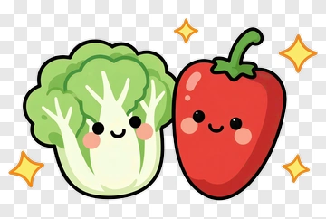 Cartoon Broccoli And Red Pepper PNG