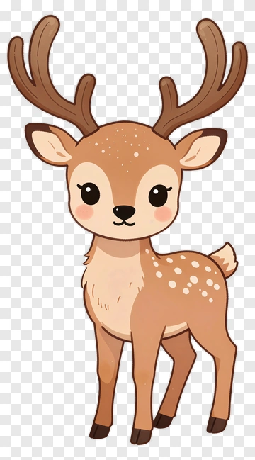 Cartoon Deer With Antlers PNG