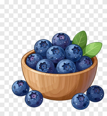 Wooden Bowl Filled With Blueberries PNG