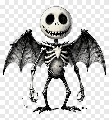Cartoon Skeleton With Wings PNG